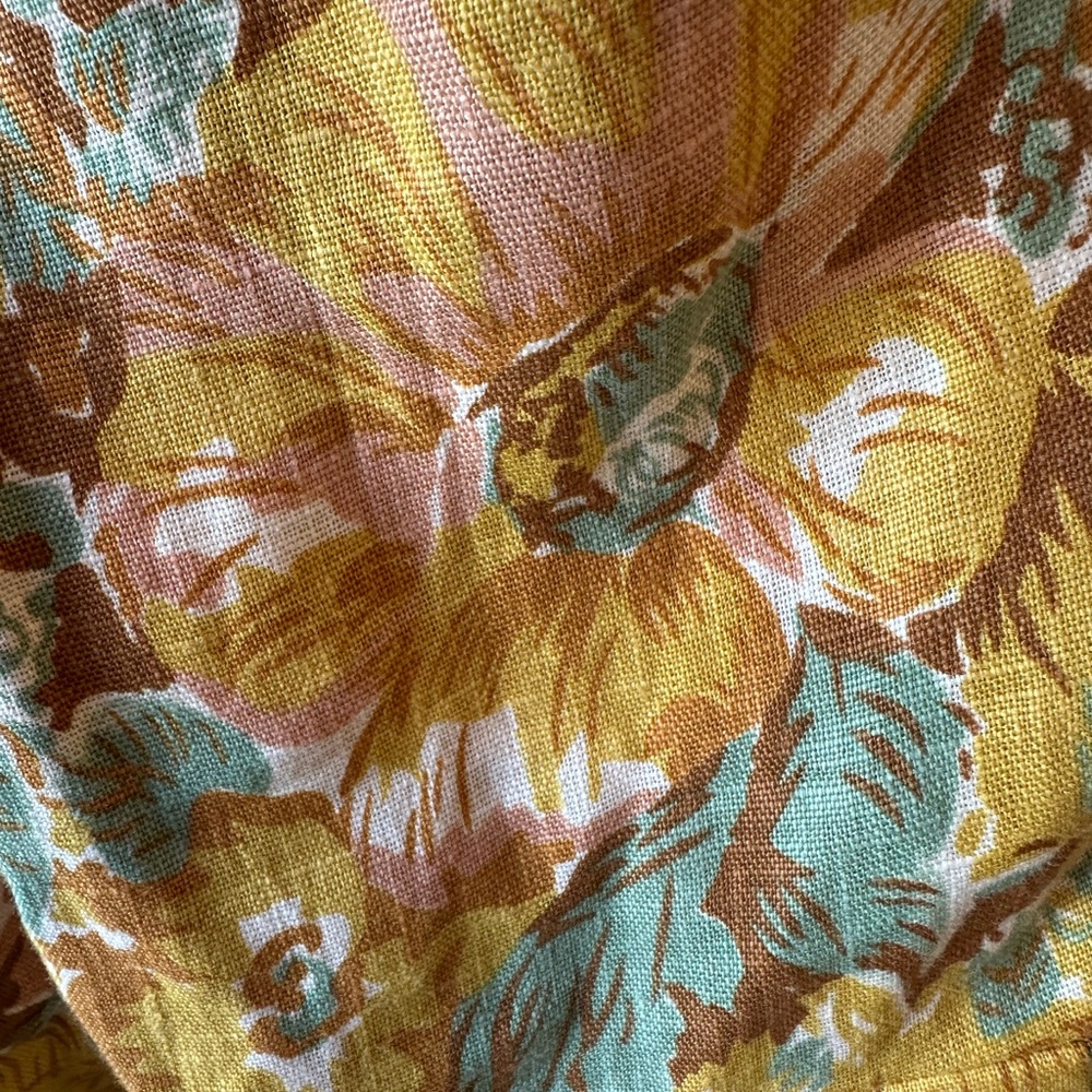 Revolve Faithfull the Brand Yellow Linen Floral Wide Leg Jumpsuit size 6 - Picture 4 of 6
